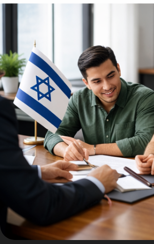 Illustrative screenshot: inviting a tourist to Israel